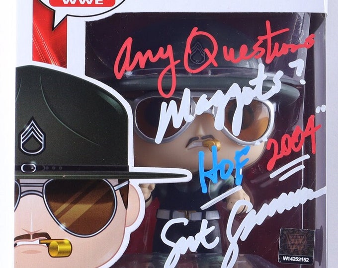 Sgt. Slaughter Authentic Signed WWE #54 Funko Pop Vinyl Figure Inscribed "Any Questions Maggots" & "HOF '2004' W/ Beckett Authentication