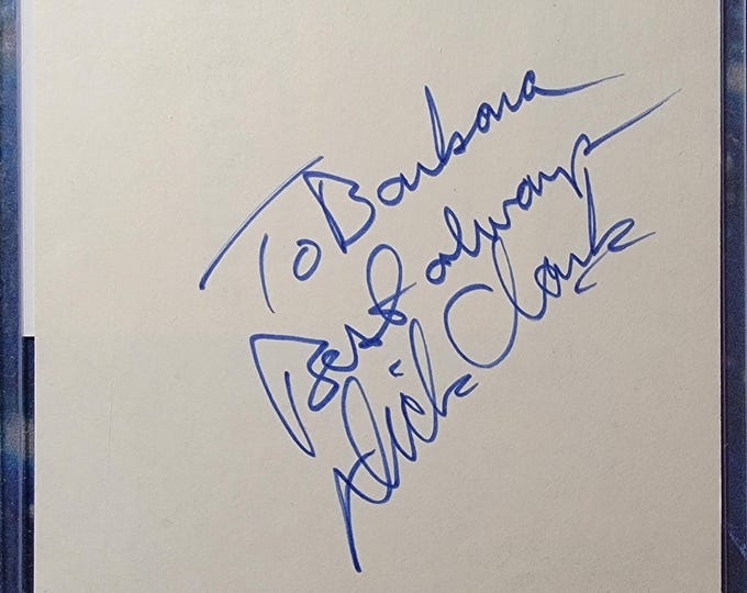 Dick Clark Authentic Signed Index Card W/ ACOA American Bandstand New Years Eve