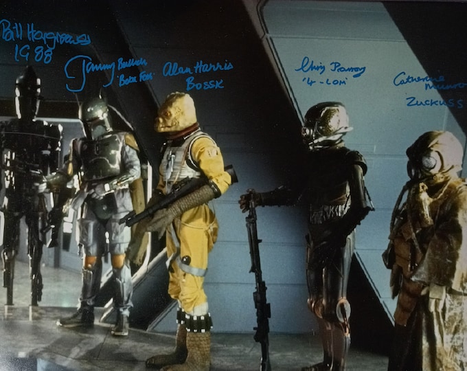 16x20 Star Wars X5 Bounty Hunters Signed Photo JSA COA - Jeremy Bulloch, Bill Hargreaves, Alan Harris, Cathrine Munroe, Chris Parsons