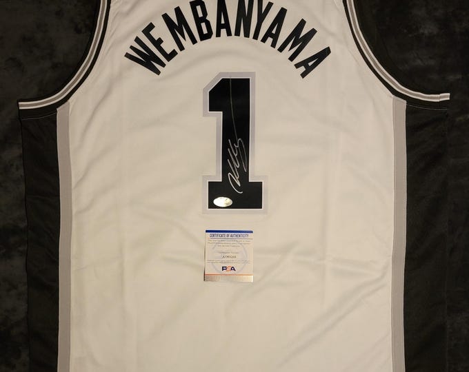 Victor Wembanyama Swingman Signed Fan Jersey W/ PSA COA #1 San Antonio Spurs