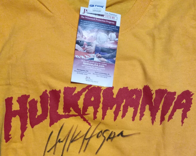 Vintage Hulk Hogan Classic Yellow Hulkamania T-Shirt W/ JSA COA - wcw wwe WWF awa