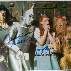 Wizard Of Oz Cast X3 11x14 Auténtica Foto Firmada W/ JSA COA