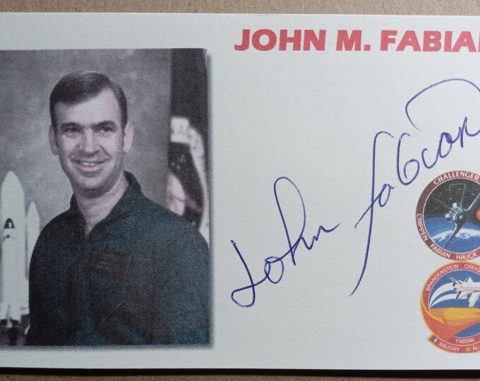 John M. Fabian Authentic Signed 3x5 Index Card - NASA