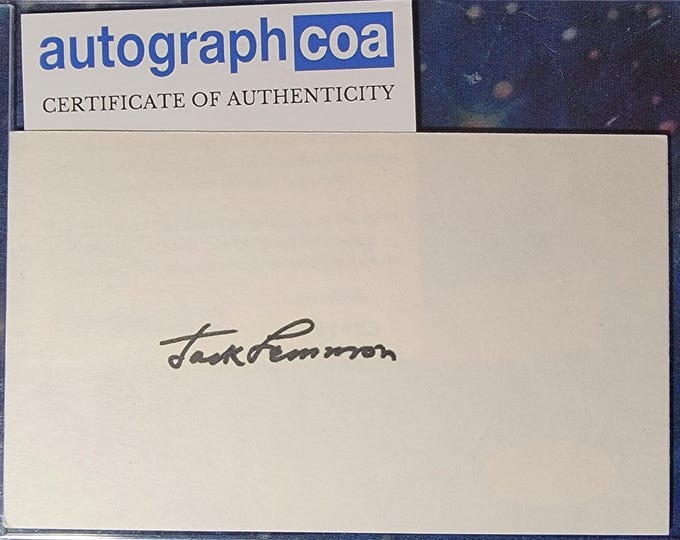 Jack Lemmon Authentic Signed Index Card W/ ACOA Grumpy Old Men