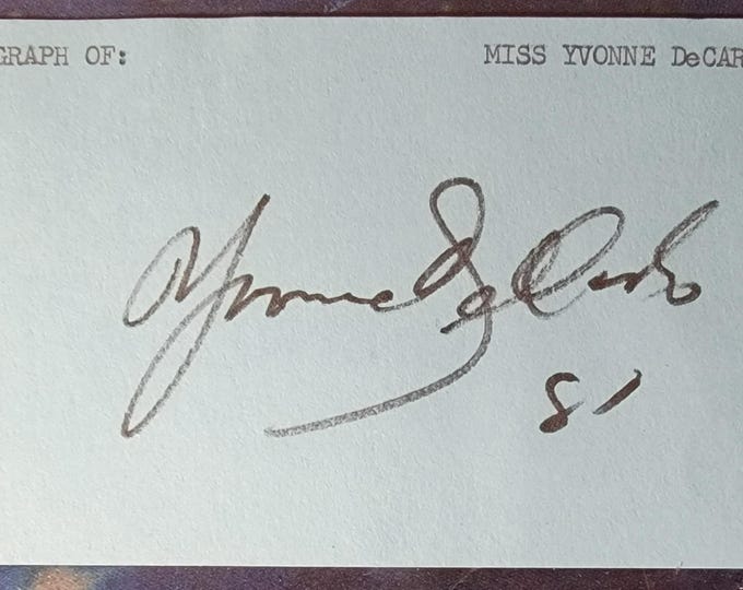 Yvonne De Carlo Signed Index Card W/ Beckett BAS COA Lily Munster The Munsters