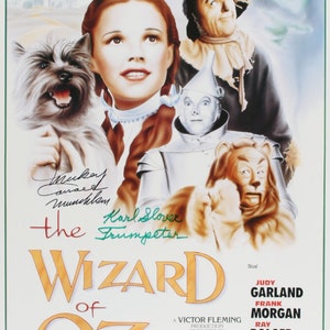 Trollkarlen från Oz 16x25 Donna Stewart-Hardaway, Mickey Carroll & Karl Slover signerad affisch med inskriptioner (JSA COA)