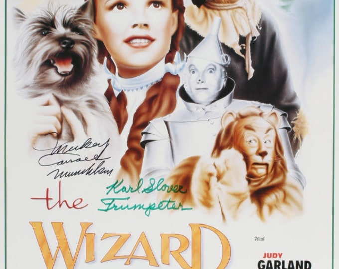 Wizard of Oz 16x25 Donna Stewart-Hardaway, Mickey Carroll & Karl Slover Signed Poster with Inscriptions (JSA COA)