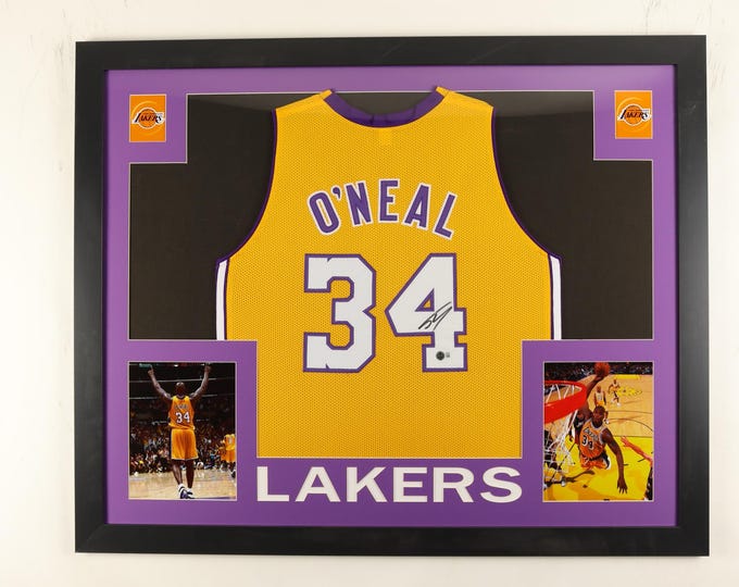 Shaquille O'Neal Signed 35.5x43.5 Custom Framed Jersey Display W/ Beckett COA