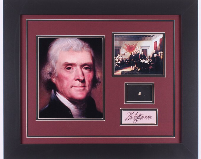 Thomas Jefferson 19.5x23.5 Custom Framed Display with (1) Hand-Written Word From Letter (JSA LOA Copy)