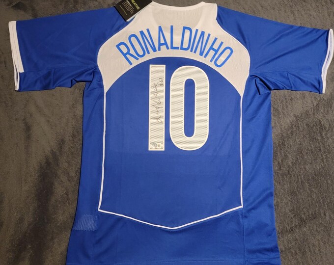 Ronaldinho Authentic Signed Jersey W/ Beckett BAS Ble/White Brazil CBF #10 WC