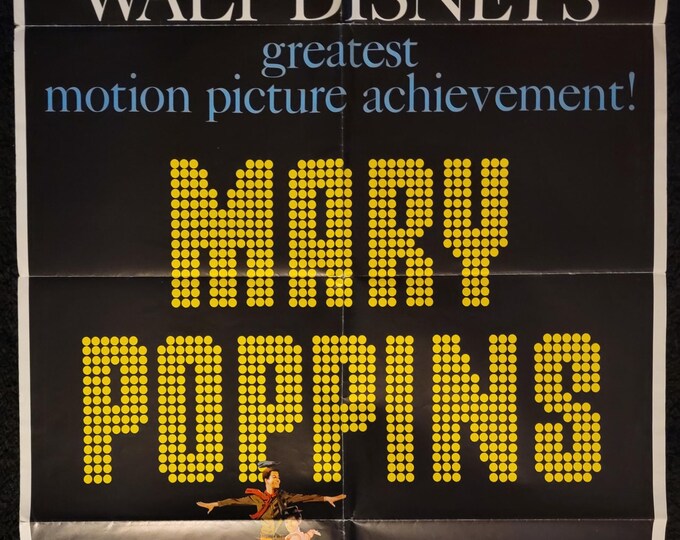 Dick Van Dyke & Karen Dotrice Authentic Dual Signed Vintage 27"x41" Movie Theatre Poster W/ PSA Authentication - Mary Poppins