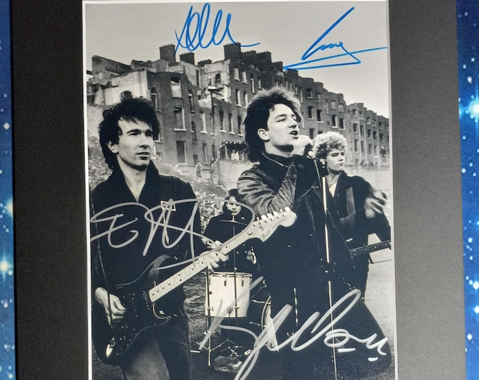RARE U2 Full Band Authentic Signed 8x10 Photo With an 11x14 Frame Ready Matting + 3rd Party Authentication