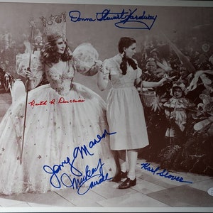 11x14 Wizard Of Oz Cast (X5) Auténtica foto firmada con JSA COA
