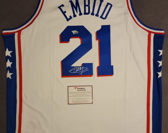 Joel Embiid Authentic Signed Jersey W/ Fanatics COA Philadelphia 76ers Swingman
