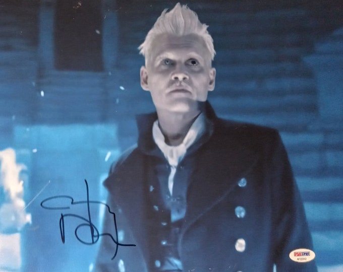 Johnny Depp 11x14 Authentic Signed Photo W/ PSA COA - Fantastic Beasts - (Please note there is a fine scratch & a strange smudge mark)