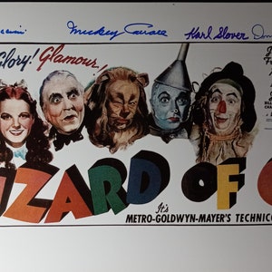 Wizard Of Oz Cast X4 11x17 Auténtica Foto Firmada W/ JSA COA