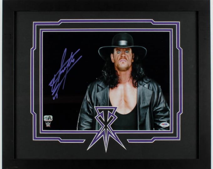 The Undertaker 18"x22" Custom Framed Authentic Signed Display W/ PSA & Fitterman Sports COA's - WWE wwf