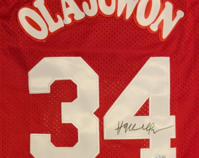 Hakeem Olajuwan Signed Jersey W/Beckett BAS COA Houston Rockets #34 MitchellNess