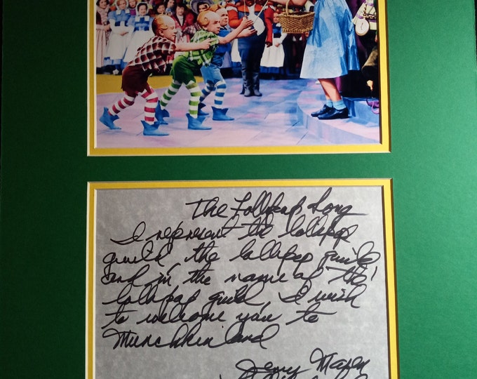 Jerry Maren 20x24 Authentic Signed Wizard Of Oz Frame Ready Display W/ Hand Written Lyrics & JSA COA - Very Rare And Limited