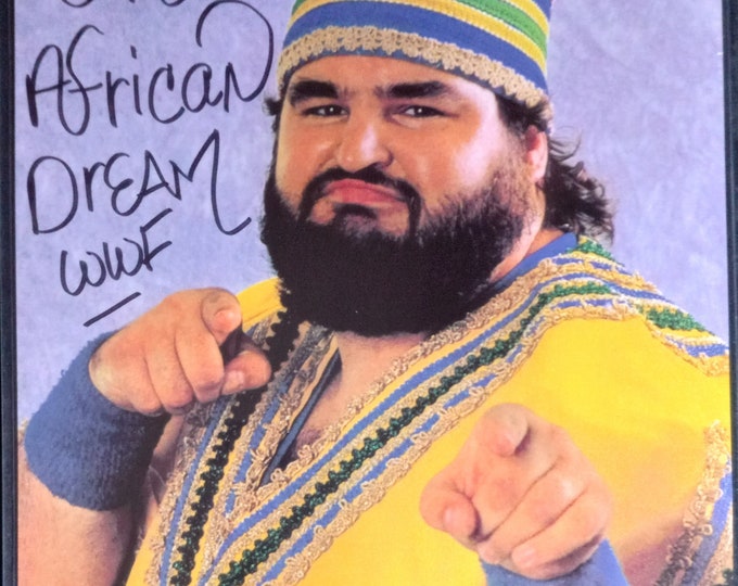 Akeem The African Dream Authentic Signed 8x10 Photo W/ Pro Wrestling Tee's COA - From Deepest Darkest Africa