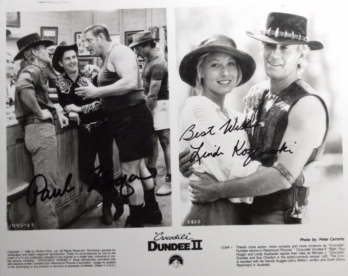 Paul Hogan & Linda Kozlowski Authentic Dual Signed 8x10 Photo W/ A1COA - Crocodile Dundee II