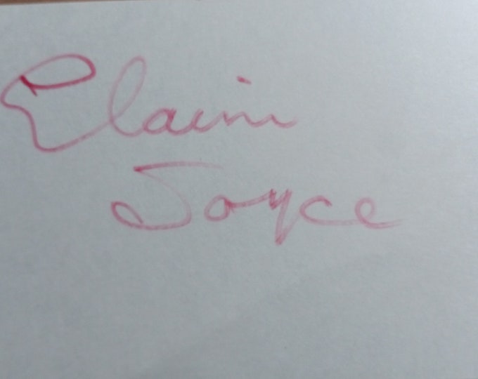 Elaine Joyce 3x5 Authentic Signed Index Card