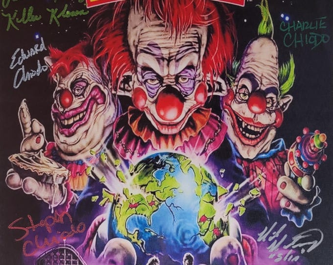 Killer Klowns From Outer Space Cast X9 Authentic Signed 12x18 Canvas Poster W/ JSA COA