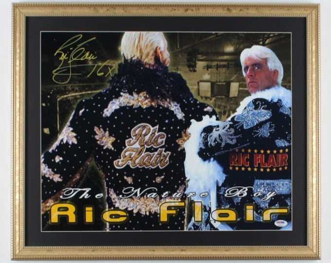 Ric Flair 20x24 Authentic Signed Custom Framed Photo Display Inscribed "16x" (PSA COA) - WWE wcw nwa wwf