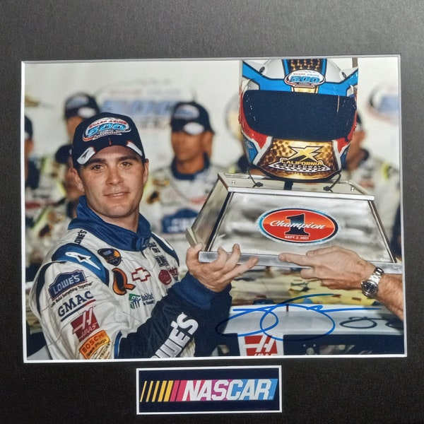 Jimmie Johnson Authentic Signed 8x10 Photo With Custom Frame Ready 11x14 Matting + COA - NASCAR Great