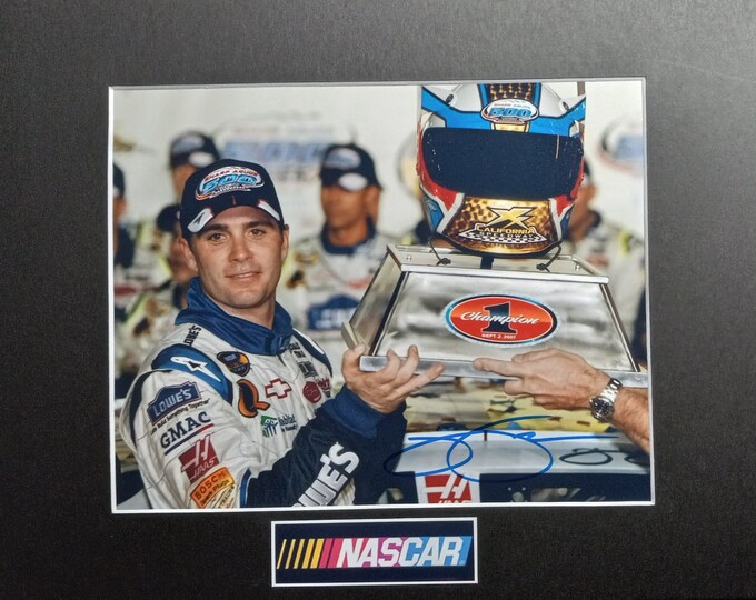 Jimmie Johnson Authentic Signed 8x10 Photo With Custom Frame Ready 11x14 Matting + COA - NASCAR Great