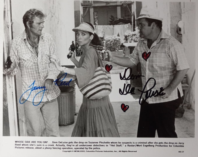 Jerry Reed & Dom DeLuise RARE Authentic Vintage Signed 8x10 Photo W/ 3rd Party Authentication - Hot Stuff