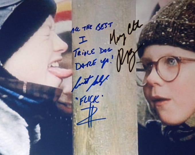 Peter Billingsley & Scott Schwartz 8.5x11 Authentic Signed Photo W/ 3rd Party Authentication - A Christmas Story - With Inscriptions!