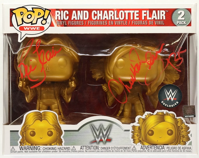 RARE Ric Flair & Charlotte Flair Dual Signed WWE Exclusive Funko 2 Pack W/ JSA Authentication - Wooooooo!!