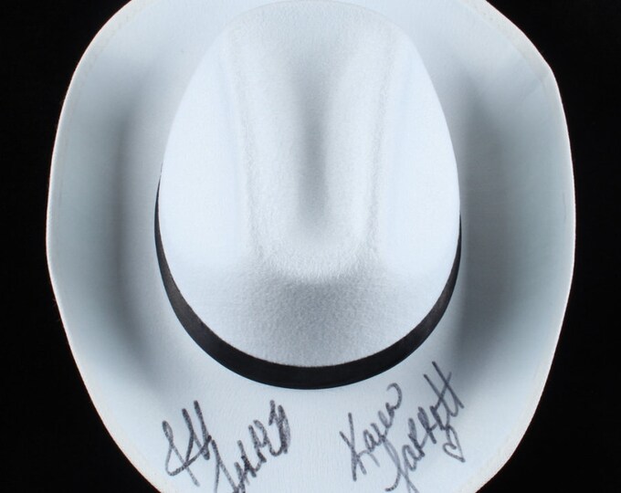 Jeff Jarrett & Karen Jarrett Authentic Dual Signed Cowboy Hat - WWE TnA WcW Impact Slap Nuts!