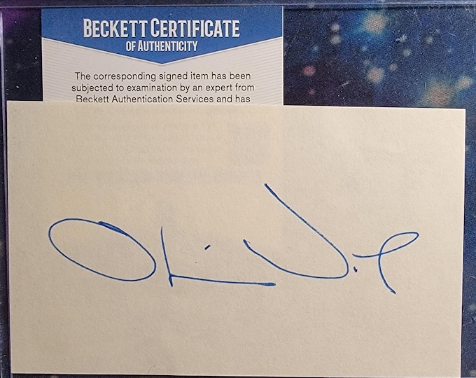 Oliver North Authentic Signed Index Card W/ Beckett BAS COA