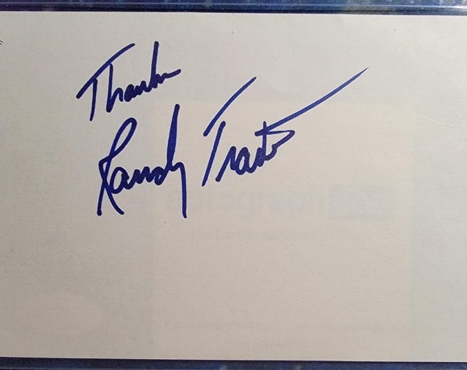 Randy Travis Authentic Signed Index Card W/ ACOA Forever And Ever, Amen