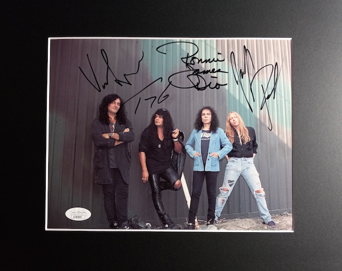 Dio (All 4) Authentic Signed 8x10 Photo With Frame Ready 11x14 Matting & A1COA + JSA Authentication - Ronnie James Dio, Appice, Pilson, T. G