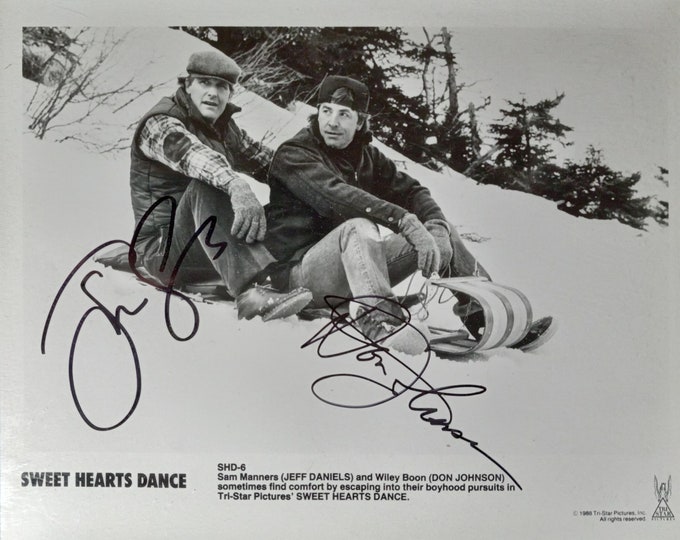 Don Johnson & Jeff Daniels Authentic Dual Signed 8x10 Vintage Photo - Sweet Hearts Dance