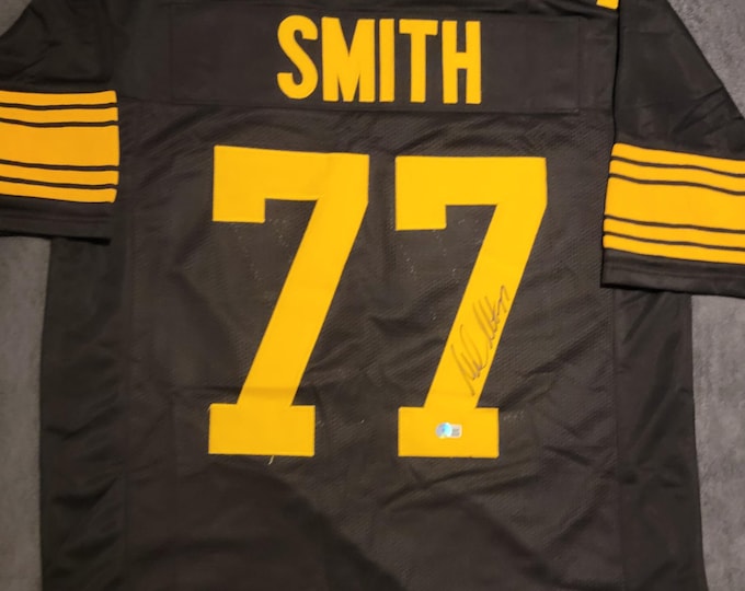 Marvel Smith Authentic Signed Jersey W/ Beckett BAS COA Pittsburgh Steelers #77