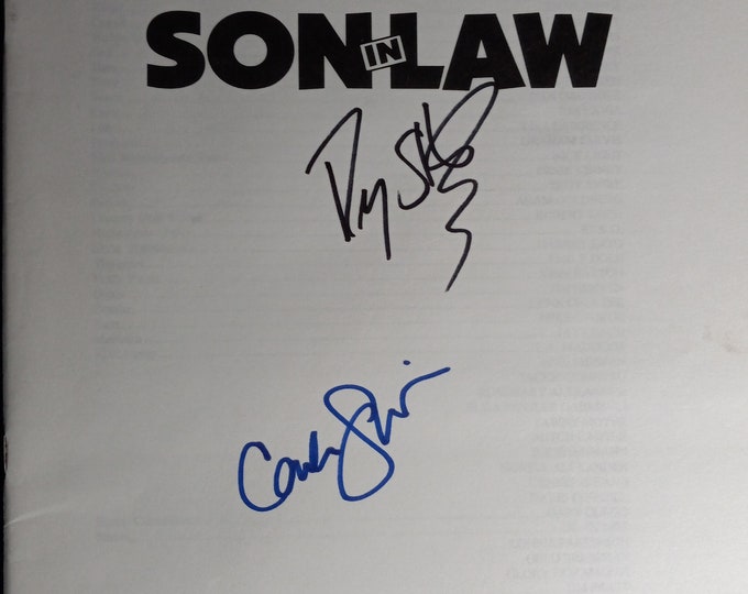 Pauly Shore & Carla Gugino Authentic Dual Signed 8.5x11 Press Release Booklet W/ Lighthouse COA