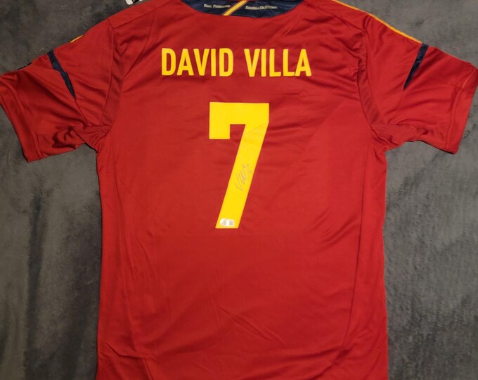 David Villa Authentic Signed Jersey W/ Beckett BAS COA #7 Spain Home National FC