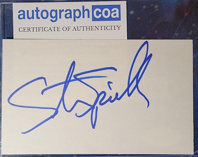 Steven Spielberg Authentic Signed Index Card W/ ACOA E.T. Jaws Jurrasic Park