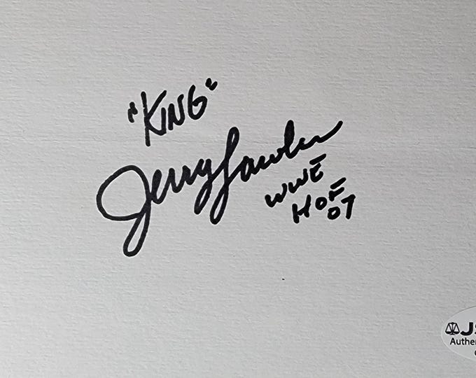 Jerry Lawler Authentic Signed Index Card W/ JSA COA WWE The King Memphis