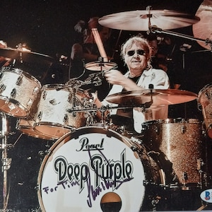 Ian Paice 8x10 Authentic Signed Photo W/ Beckett COA - Deep Purple - Inscribed: To Tim