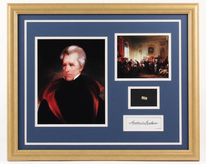 Andrew Jackson 18x22 Custom Framed Display with (1) Hand-Written Word From Letter (JSA LOA Copy)