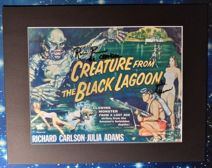 Ricou Browning & Julie Addams Rare 8.5x11 Authentic Signed Photo With An 11x14 Frame Ready Matting + 3rd party Authentication