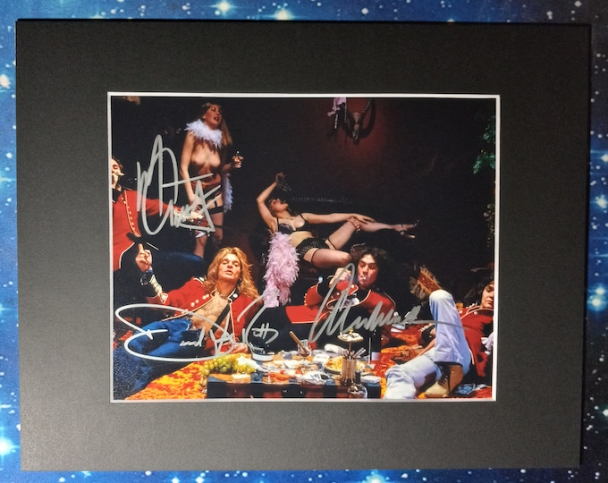 David Lee Roth + Michael Anthony + Alex Van Halen 8x10 Authentic Signed Photo With An 11x14 Frame Ready Matting + 3rd party Authentication