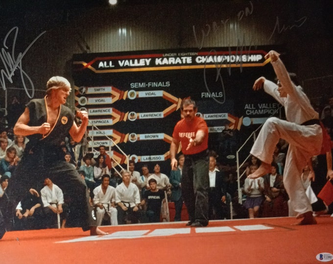Ralph Macchio & William Zabko 16x20 Authentic Signed Photo W/ Beckett COA - Karate Kid - Cobra Kai (Please Note Crease - Not Too Bad)