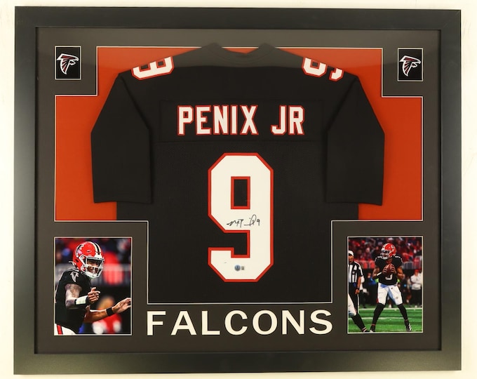 Michael Penix Jr. Signed 35x43 Custom Framed Jersey Display W/ Beckett COA #9