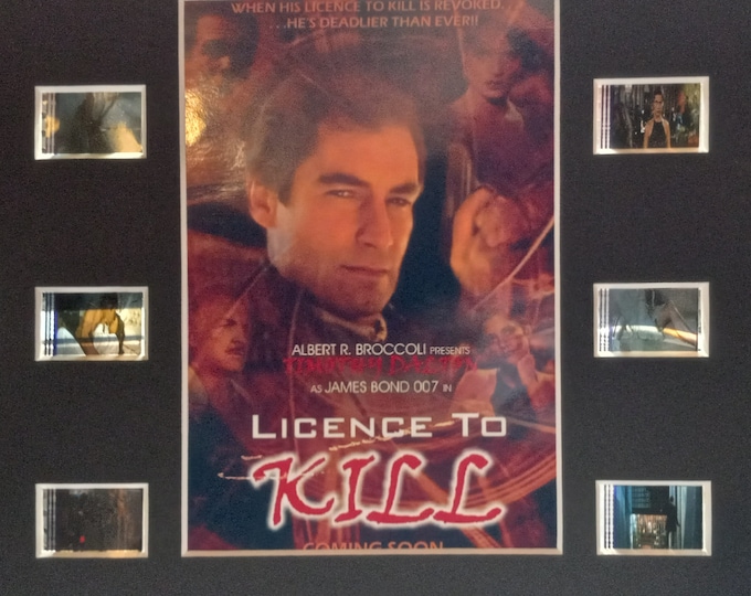 License To Kill 8x10 Original Frame Ready Film Cell Display W/ COA - Timothy Dalton James Bond 007